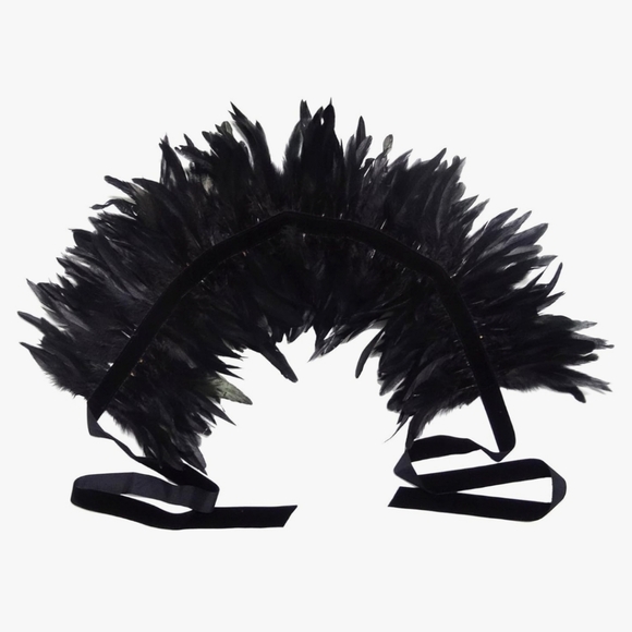 Gothic Feather Shrug Shawl Shoulder Wrap Cape Victorian Collar - Picture 3 of 10